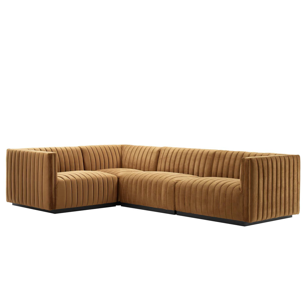 Conjure Channel Tufted Performance Velvet 4-Piece Sectional By Modway - EEI-5769 | Sectional | Modishstore - 1