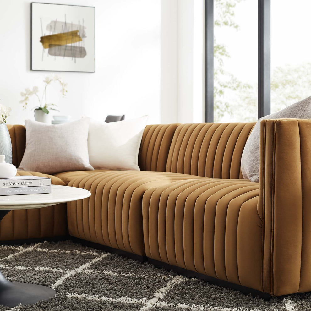 Conjure Channel Tufted Performance Velvet 4-Piece Sectional By Modway - EEI-5769 | Sectional | Modishstore - 8