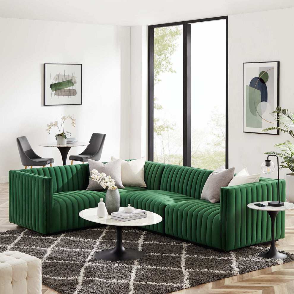 Conjure Channel Tufted Performance Velvet 4-Piece Sectional By Modway - EEI-5769 | Sectional | Modishstore - 25