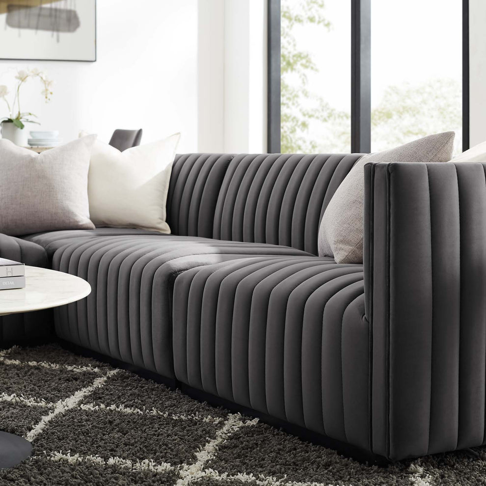 Conjure Channel Tufted Performance Velvet 4-Piece Sectional By Modway - EEI-5769 | Sectional | Modishstore - 40