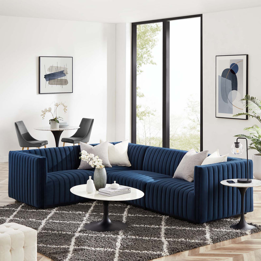 Conjure Channel Tufted Performance Velvet 4-Piece Sectional By Modway - EEI-5769 | Sectional | Modishstore - 57