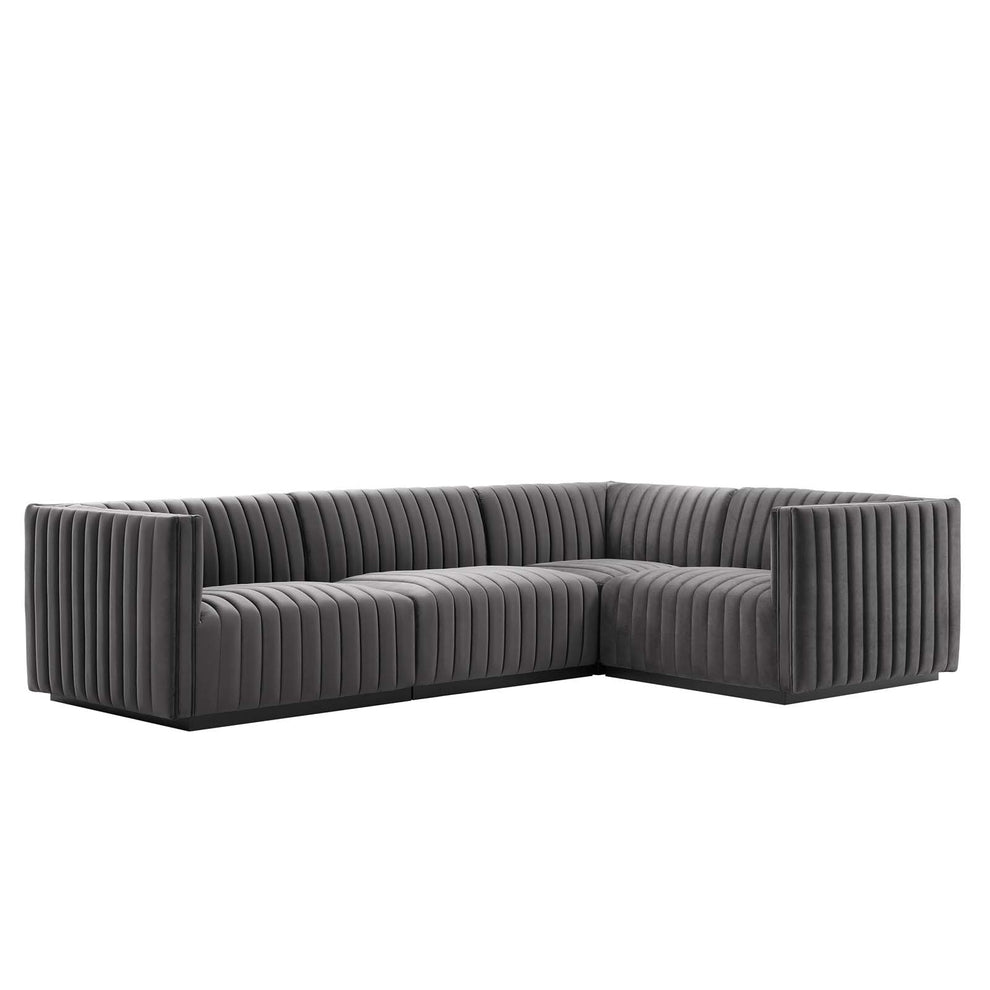 Conjure Channel Tufted Performance Velvet 4-Piece Sectional By Modway - EEI-5770 | Sectional | Modishstore - 33