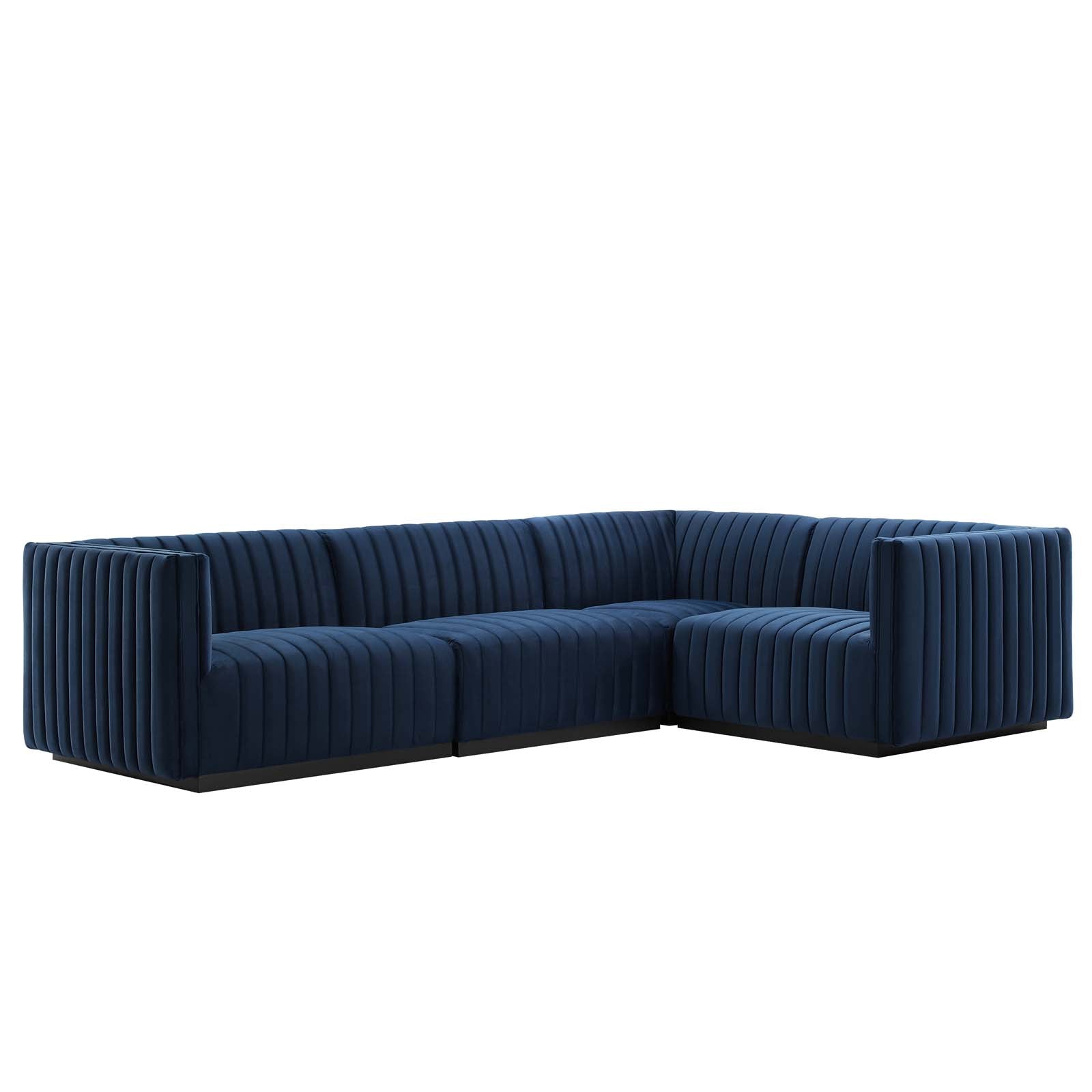 Conjure Channel Tufted Performance Velvet 4-Piece Sectional By Modway - EEI-5770 | Sectional | Modishstore - 49
