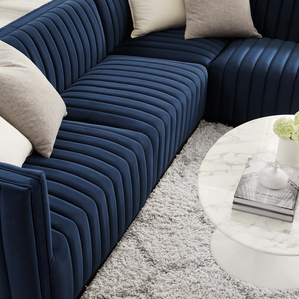 Conjure Channel Tufted Performance Velvet 4-Piece Sectional By Modway - EEI-5770 | Sectional | Modishstore - 56