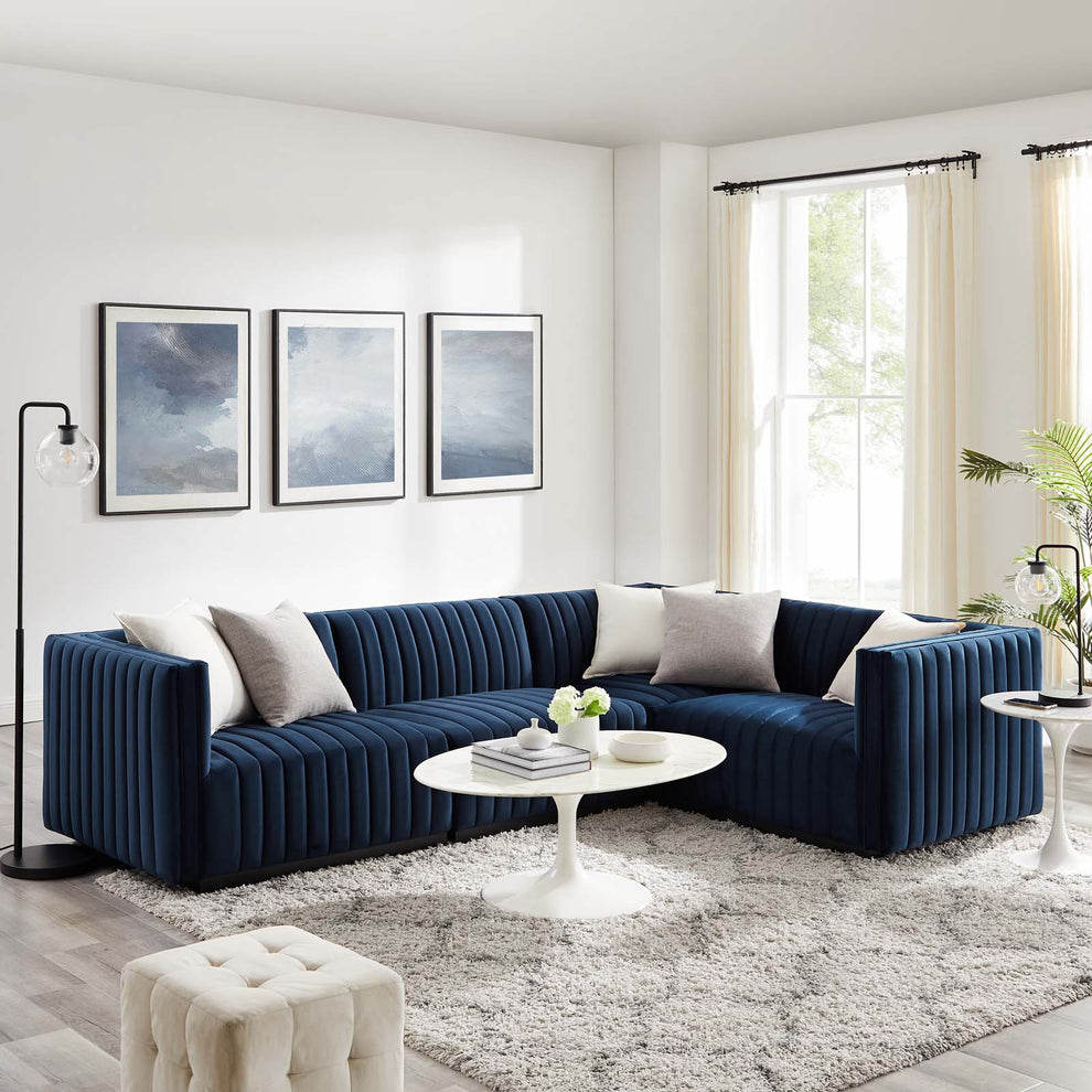 Conjure Channel Tufted Performance Velvet 4-Piece Sectional By Modway - EEI-5770 | Sectional | Modishstore - 57