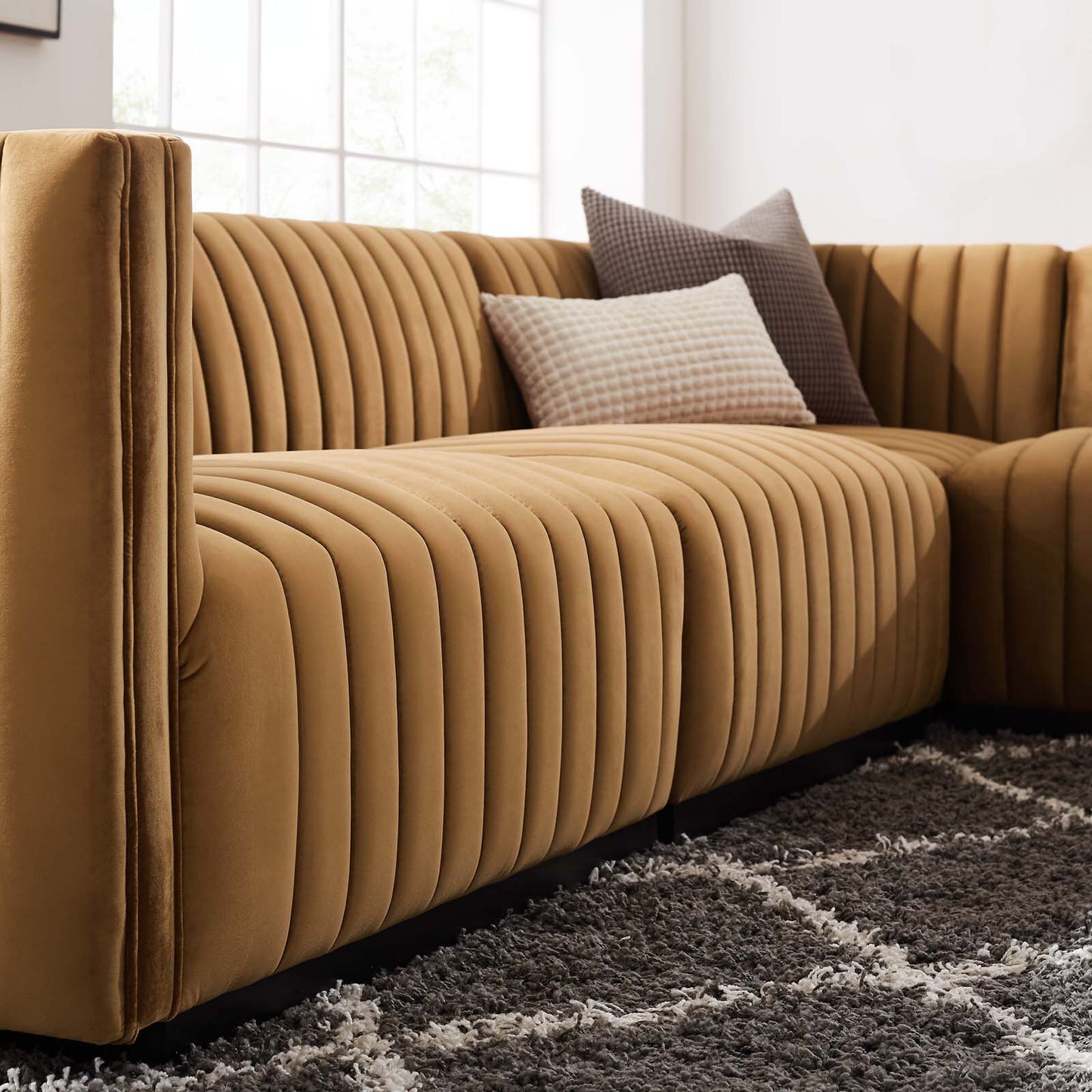 Conjure Channel Tufted Performance Velvet 5-Piece Sectional By Modway - EEI-5771 | Sectional | Modishstore - 9