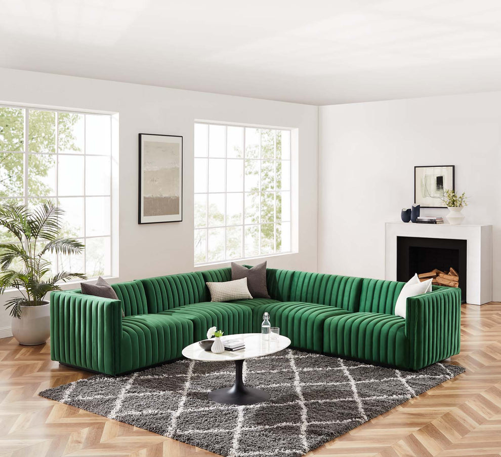 Conjure Channel Tufted Performance Velvet 5-Piece Sectional By Modway - EEI-5771 | Sectional | Modishstore - 25
