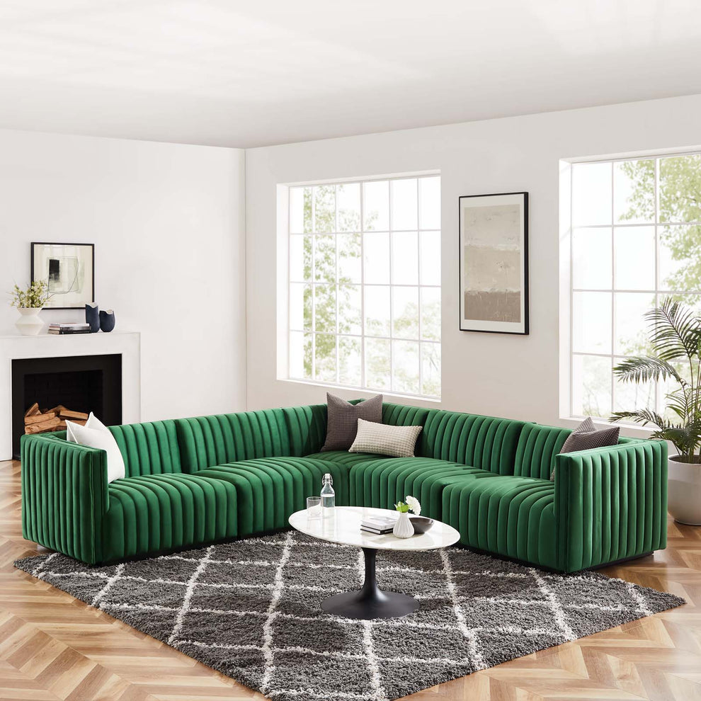 Conjure Channel Tufted Performance Velvet 5-Piece Sectional By Modway - EEI-5772 | Sectional | Modishstore - 25