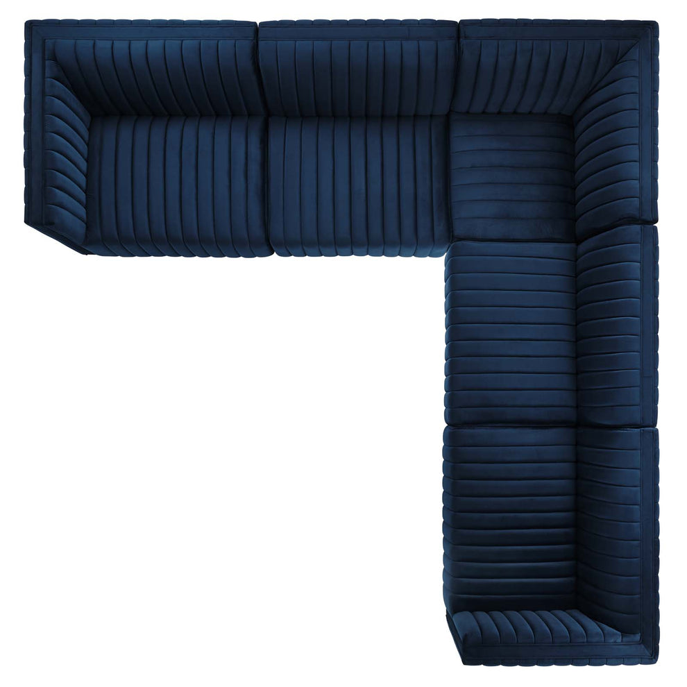 Conjure Channel Tufted Performance Velvet 5-Piece Sectional By Modway - EEI-5772 | Sectional | Modishstore - 58