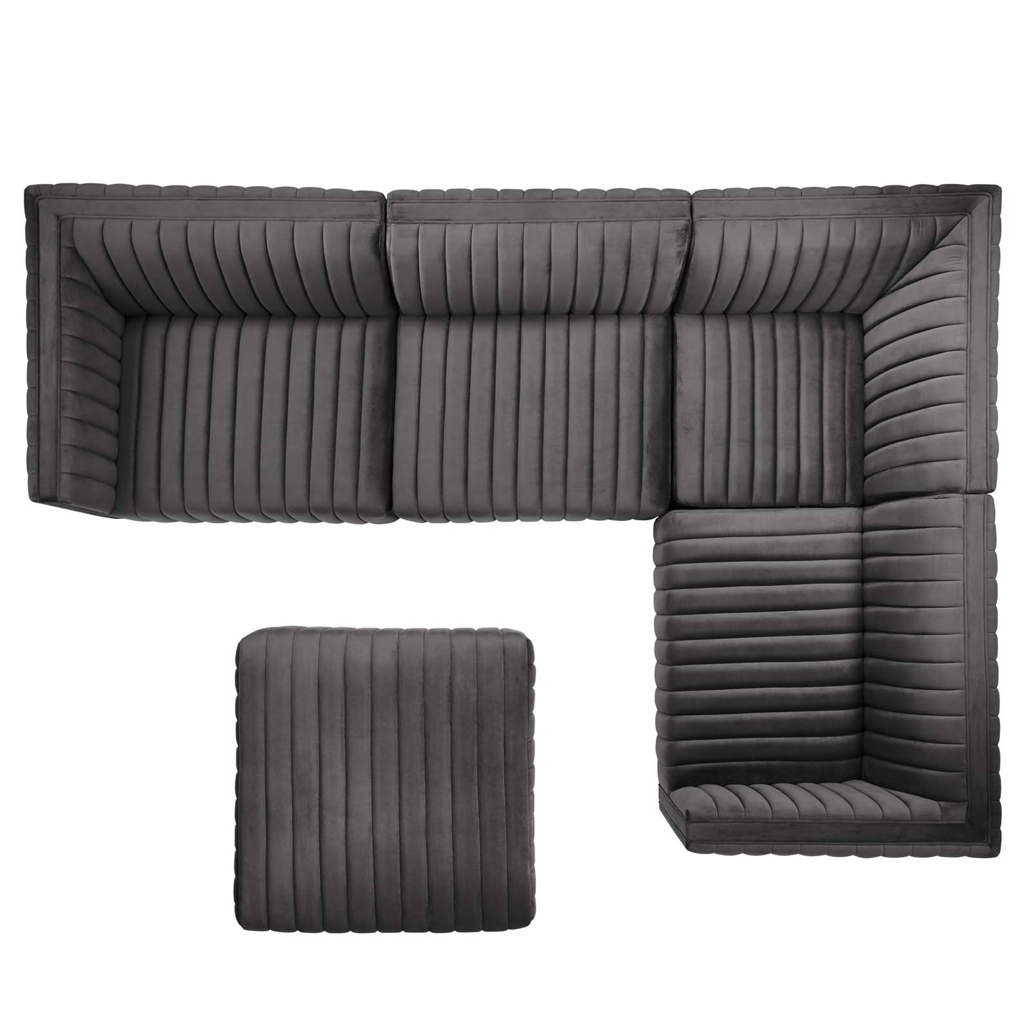 Conjure Channel Tufted Performance Velvet 5-Piece Sectional By Modway - EEI-5774 | Sectional | Modishstore - 42