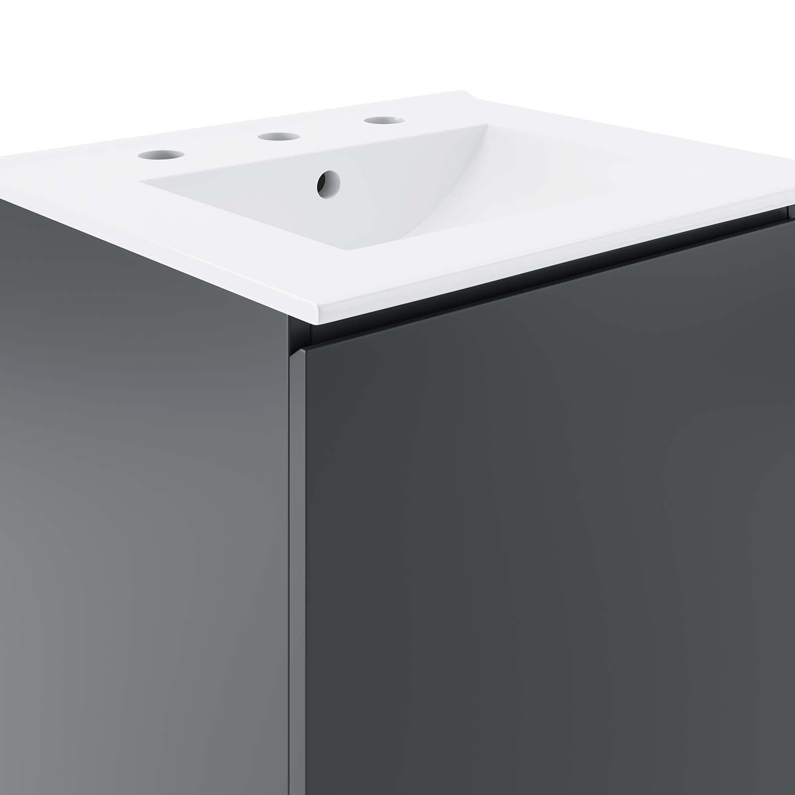 Bryn 18" Wall-Mount Bathroom Vanity By Modway - EEI-5776-GRY-BLK | Bathroom Accessories |  Modishstore - 14
