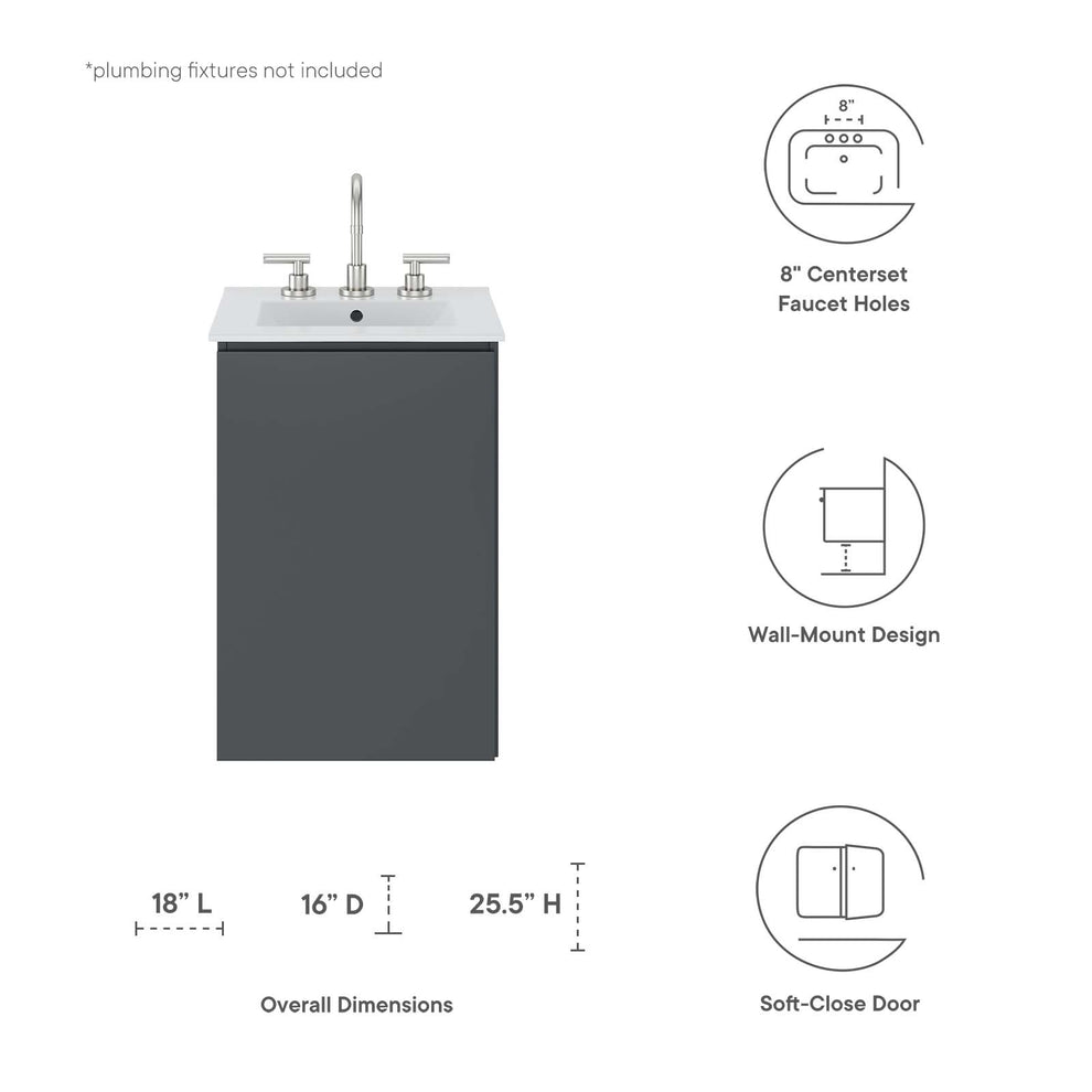Bryn 18" Wall-Mount Bathroom Vanity By Modway - EEI-5776 | Bathroom Accessories | Modishstore - 15