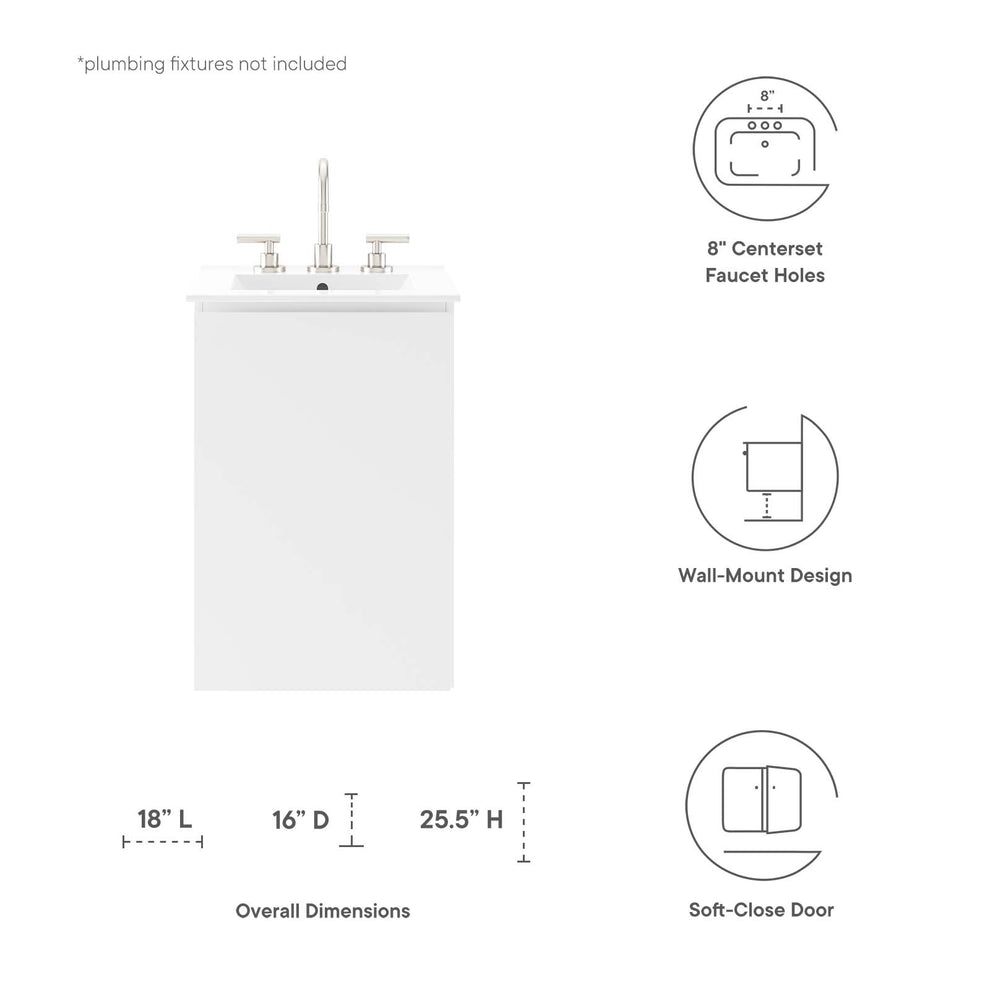 Bryn 18" Wall-Mount Bathroom Vanity By Modway - EEI-5776 | Bathroom Accessories | Modishstore - 31