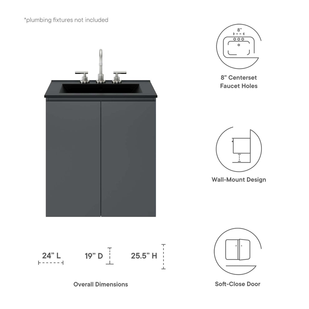 Bryn 24" Wall-Mount Bathroom Vanity By Modway - EEI-5777 | Bathroom Accessories | Modishstore - 8