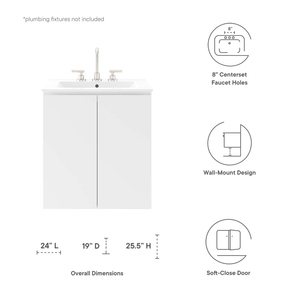 Bryn 24" Wall-Mount Bathroom Vanity By Modway - EEI-5777 | Bathroom Accessories | Modishstore - 31