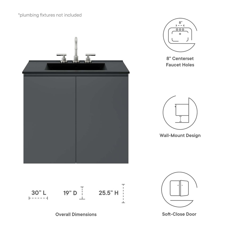 Bryn 30" Wall-Mount Bathroom Vanity By Modway - EEI-5778 | Bathroom Accessories | Modishstore - 8