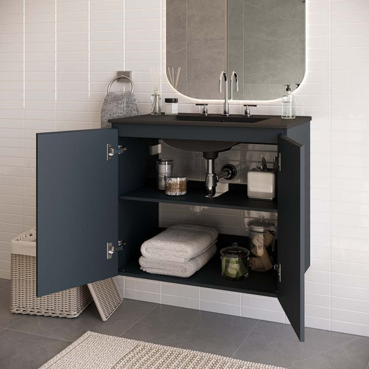 Bryn 30" Wall-Mount Bathroom Vanity By Modway - EEI-5778-GRY-BLK | Bathroom Accessories |  Modishstore