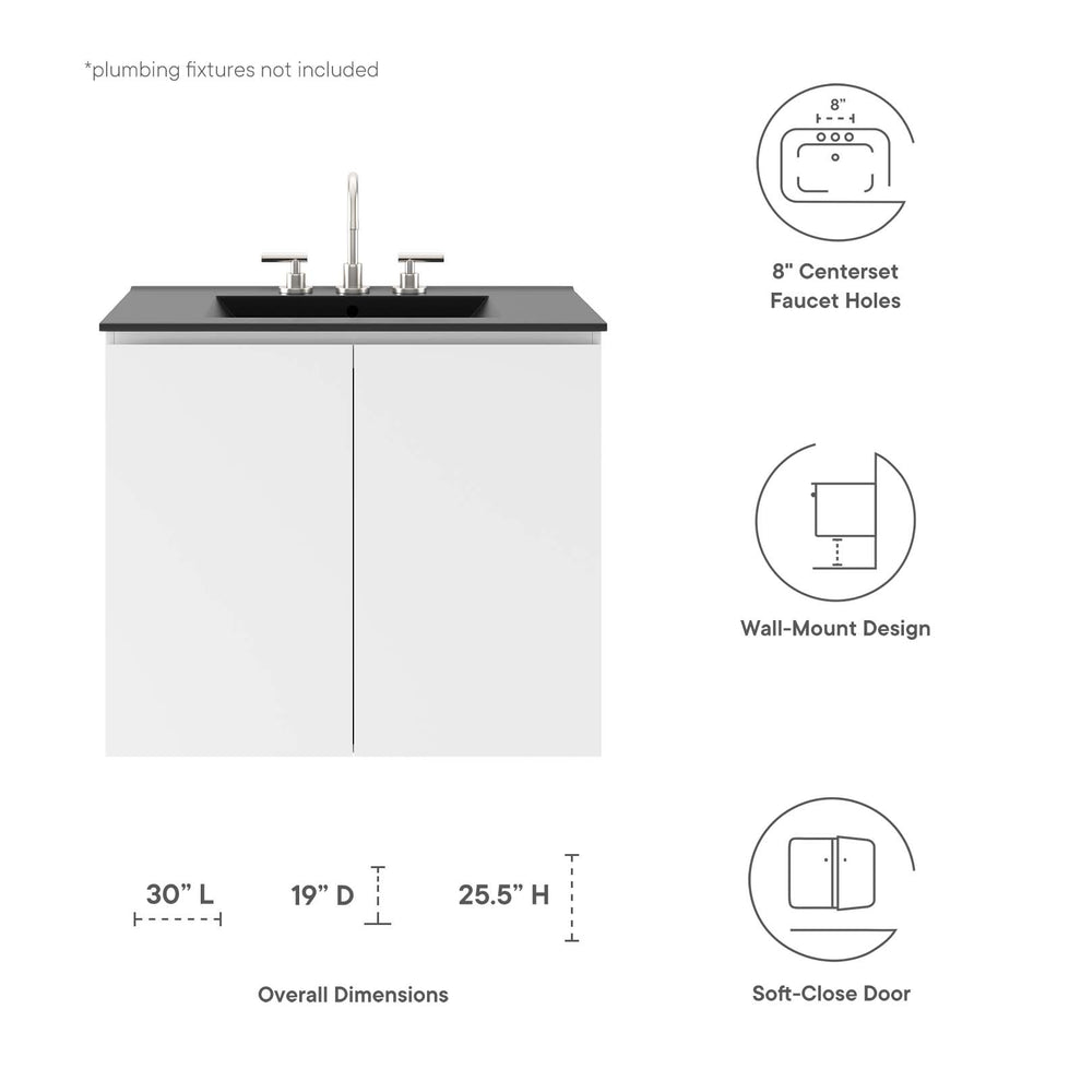 Bryn 30" Wall-Mount Bathroom Vanity By Modway - EEI-5778 | Bathroom Accessories | Modishstore - 23