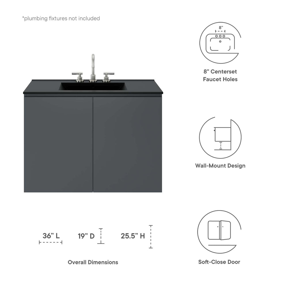 Bryn 36" Wall-Mount Bathroom Vanity By Modway - EEI-5779 | Bathroom Accessories | Modishstore - 8