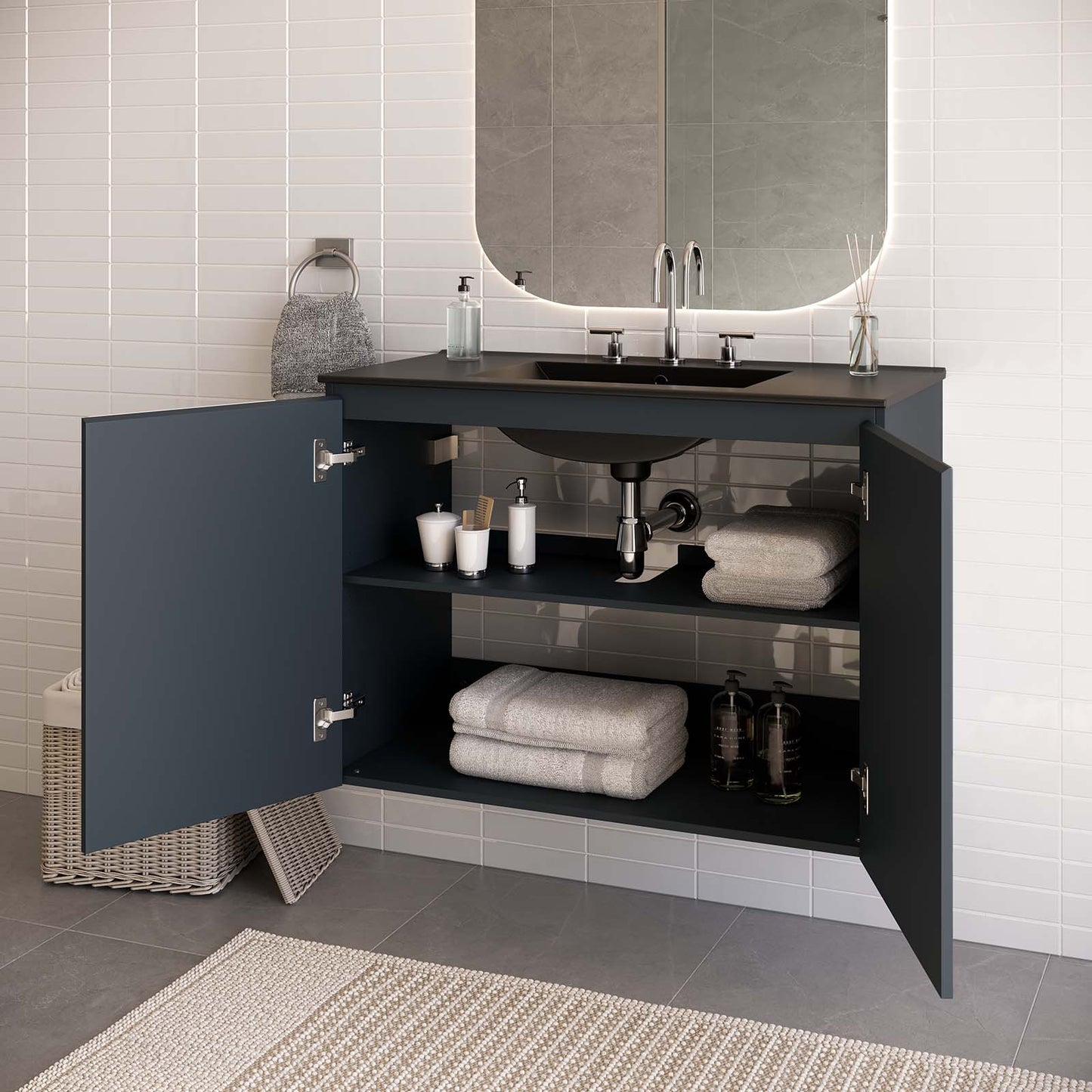 Bryn 36" Wall-Mount Bathroom Vanity By Modway - EEI-5779-GRY-BLK | Bathroom Accessories |  Modishstore