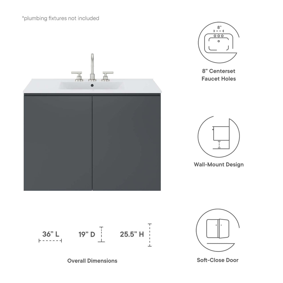 Bryn 36" Wall-Mount Bathroom Vanity By Modway - EEI-5779 | Bathroom Accessories | Modishstore - 15