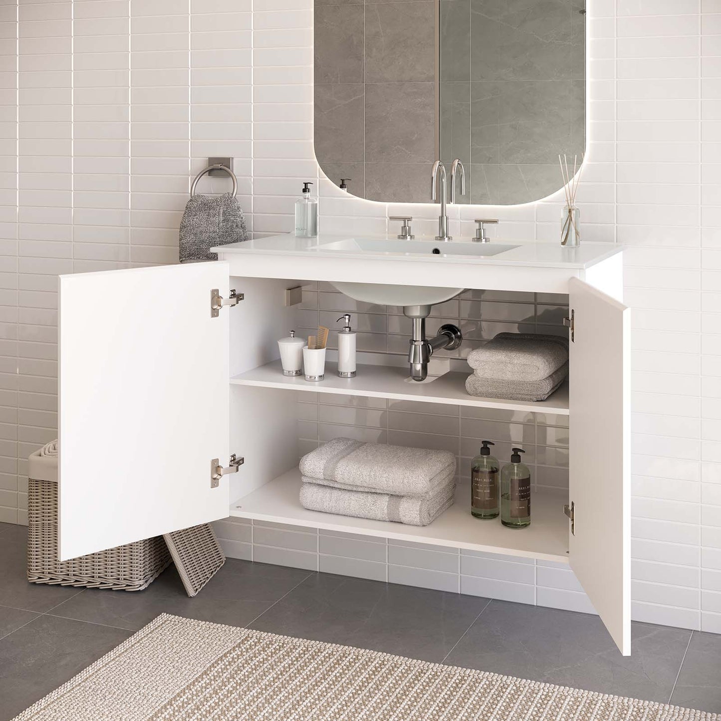 Bryn 36" Wall-Mount Bathroom Vanity By Modway - EEI-5779-GRY-BLK | Bathroom Accessories |  Modishstore - 32