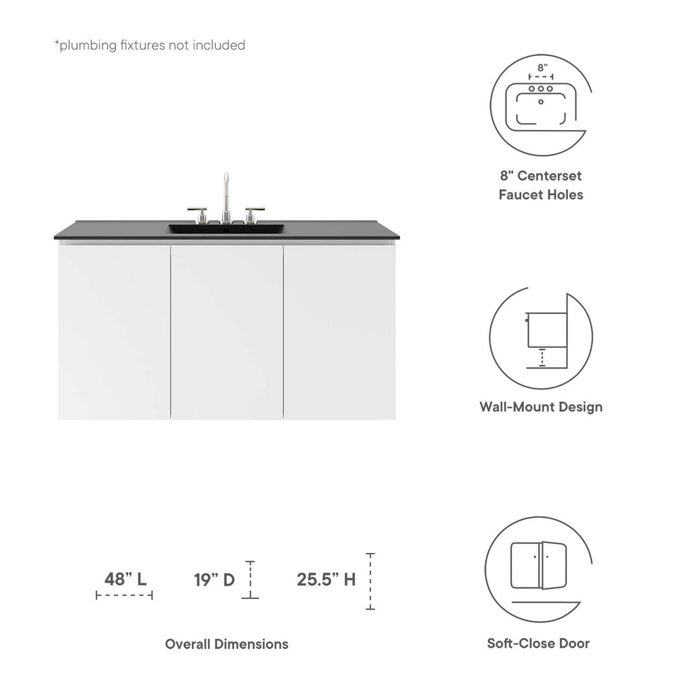 Bryn 48" Wall-Mount Bathroom Vanity By Modway - EEI-5780 | Bathroom Accessories | Modishstore - 23
