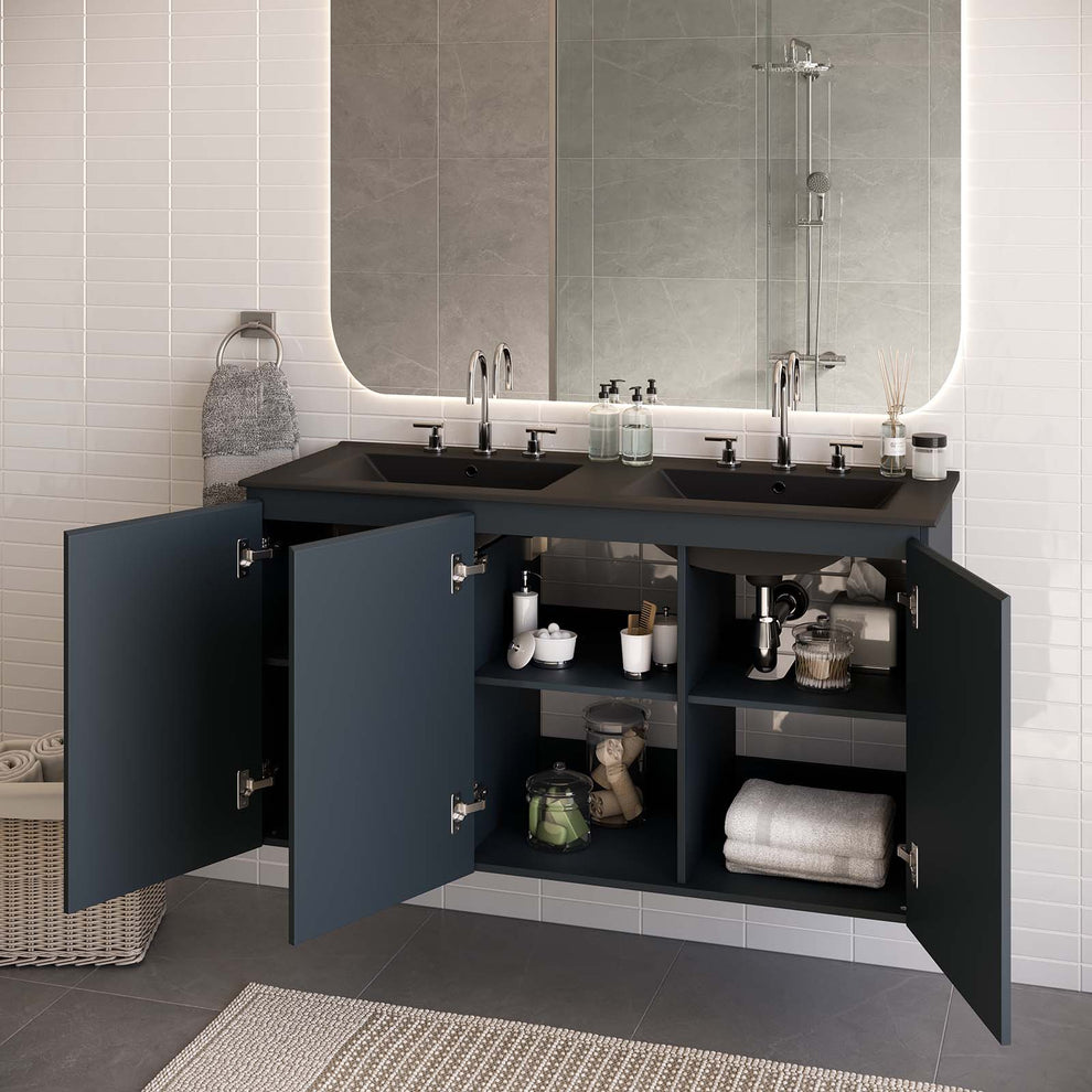 Bryn 48" Wall-Mount Double Sink Bathroom Vanity By Modway - EEI-5781 | Bathroom Accessories | Modishstore - 1