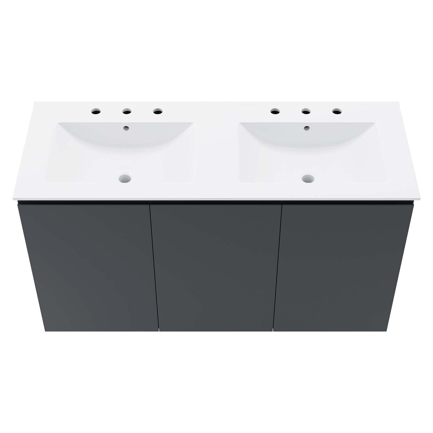 Bryn 48" Wall-Mount Double Sink Bathroom Vanity By Modway - EEI-5781-GRY-BLK | Bathroom Accessories |  Modishstore - 12