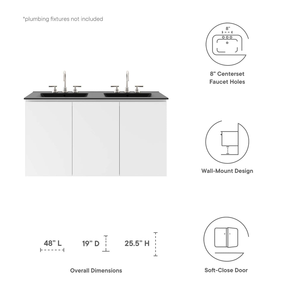 Bryn 48" Wall-Mount Double Sink Bathroom Vanity By Modway - EEI-5781 | Bathroom Accessories | Modishstore - 23