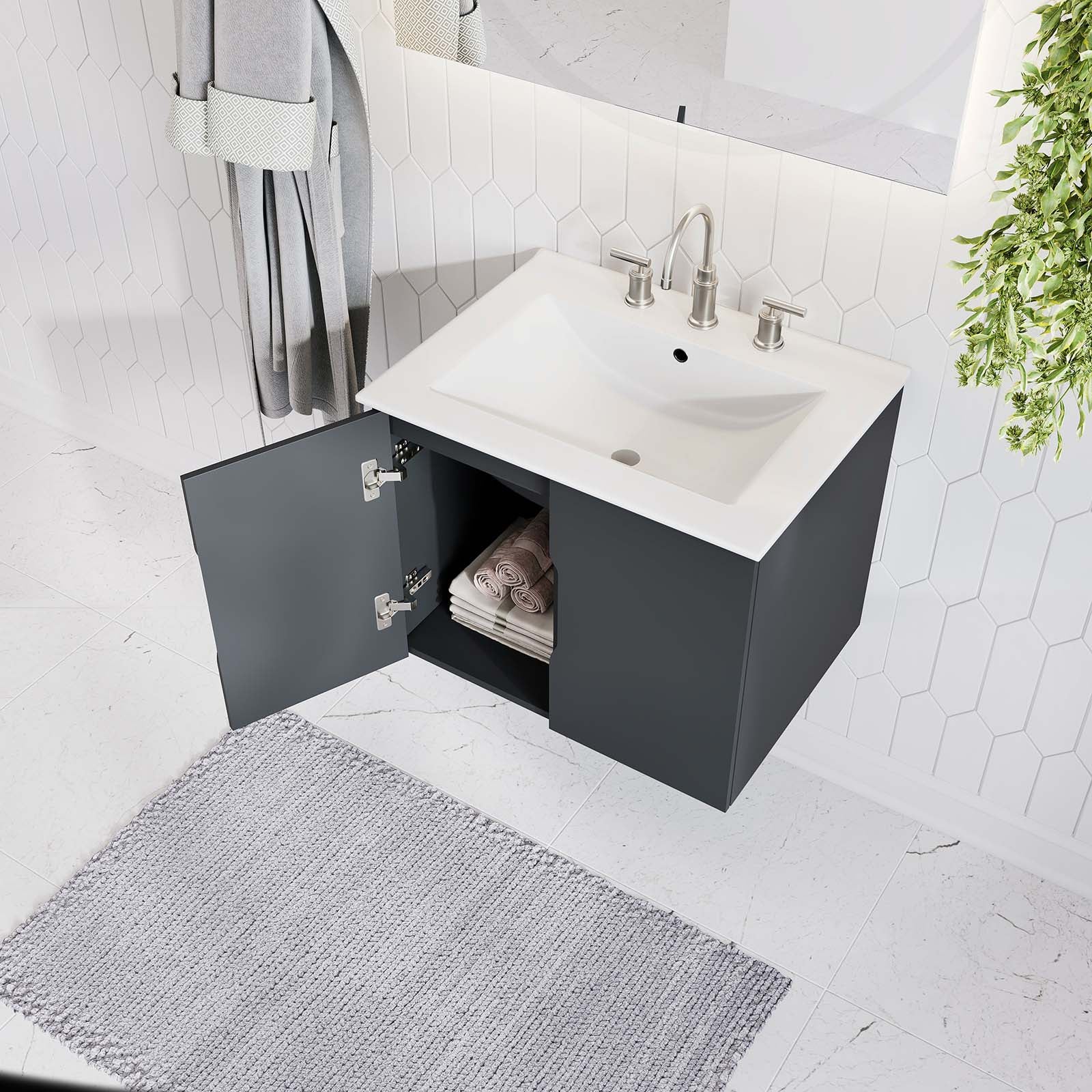 Vitality 24" Bathroom Vanity By Modway - EEI-5782-GRY-BLK | Bathroom Accessories |  Modishstore - 15