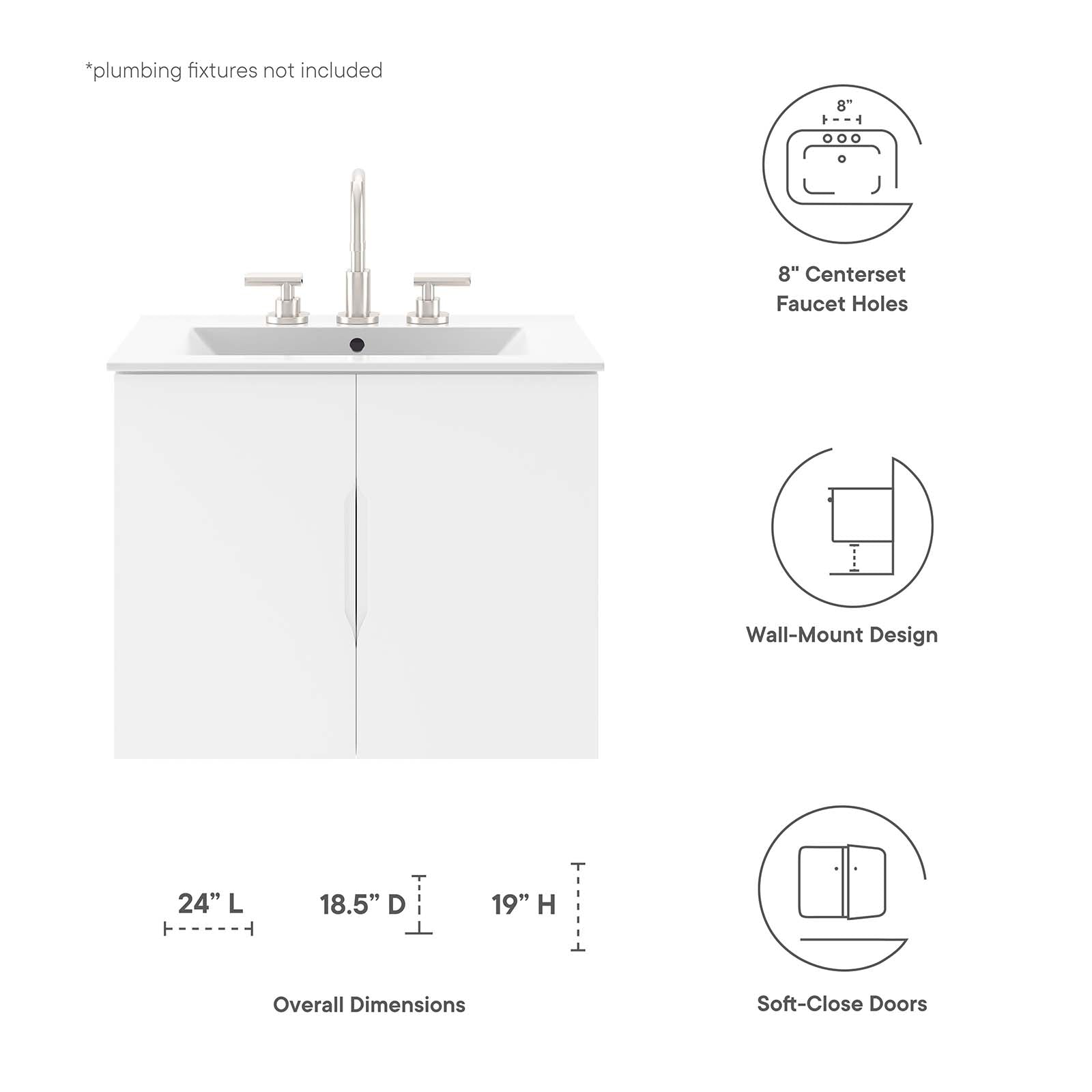 Vitality 24" Bathroom Vanity By Modway - EEI-5782-GRY-BLK | Bathroom Accessories |  Modishstore - 32