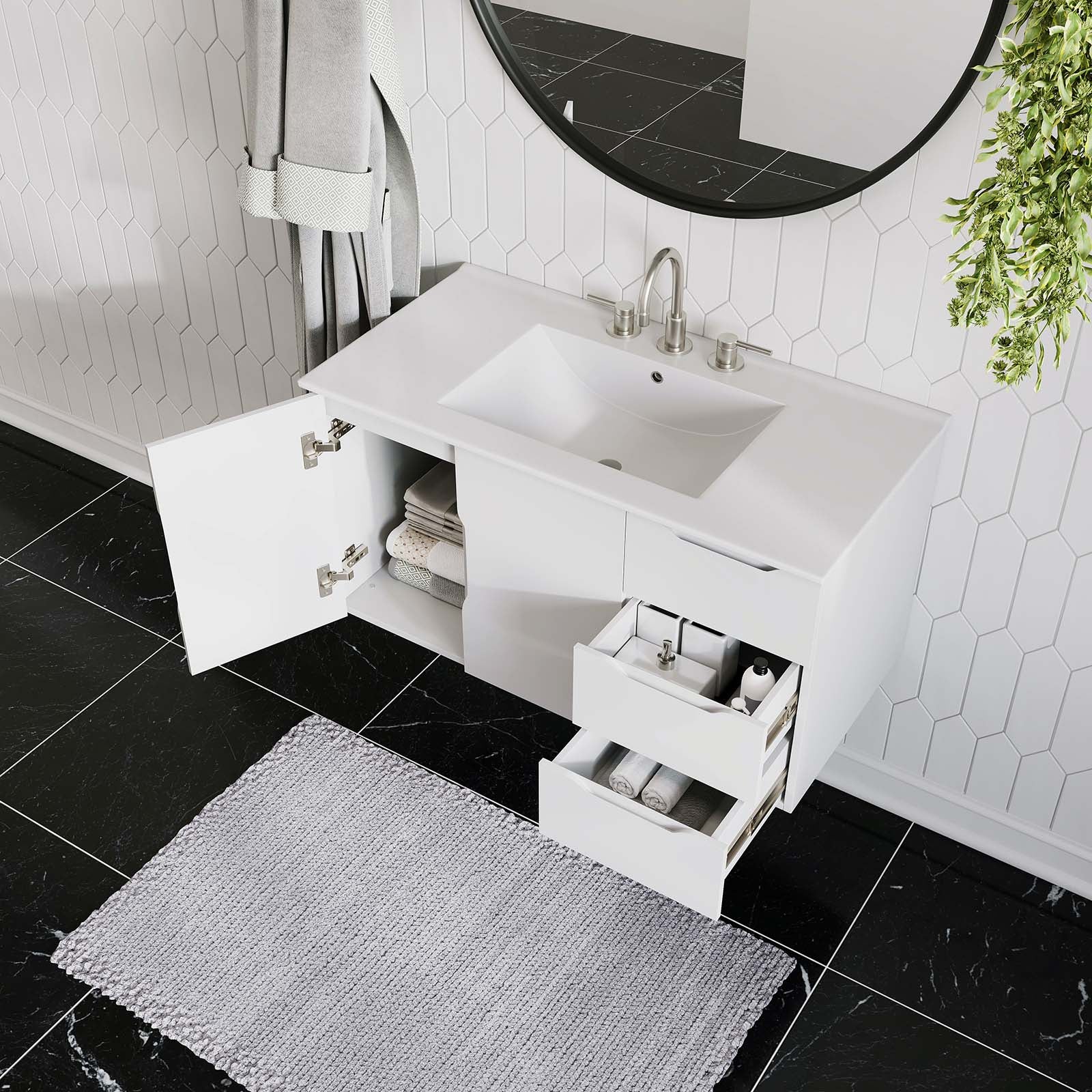 Vitality 36" Bathroom Vanity By Modway - EEI-5783-GRY-BLK | Bathroom Accessories |  Modishstore - 31