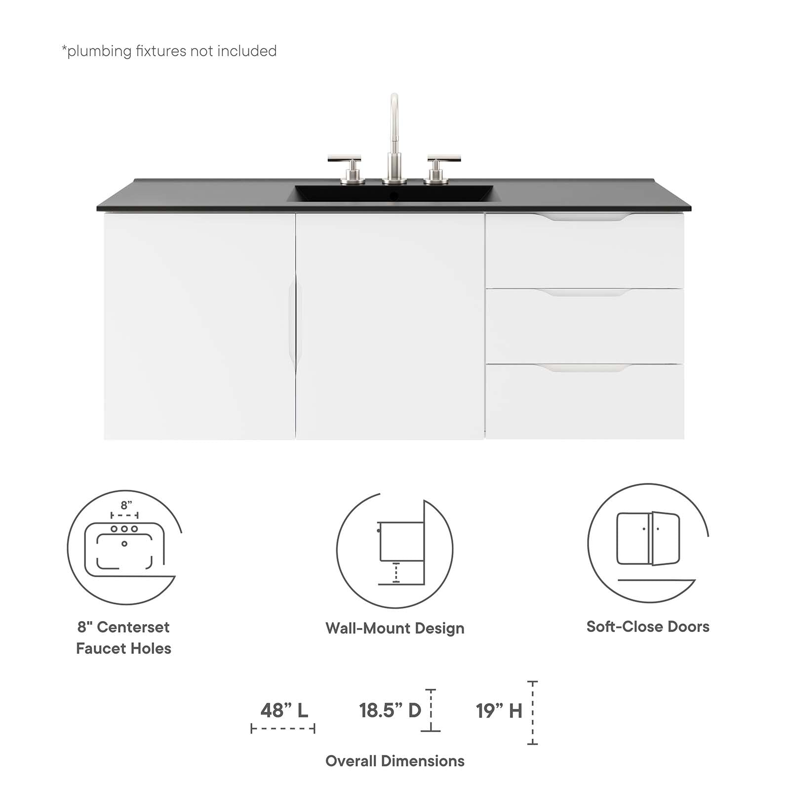 Vitality 48" Single Sink Bathroom Vanity By Modway - EEI-5784 | Bathroom Accessories | Modishstore - 24