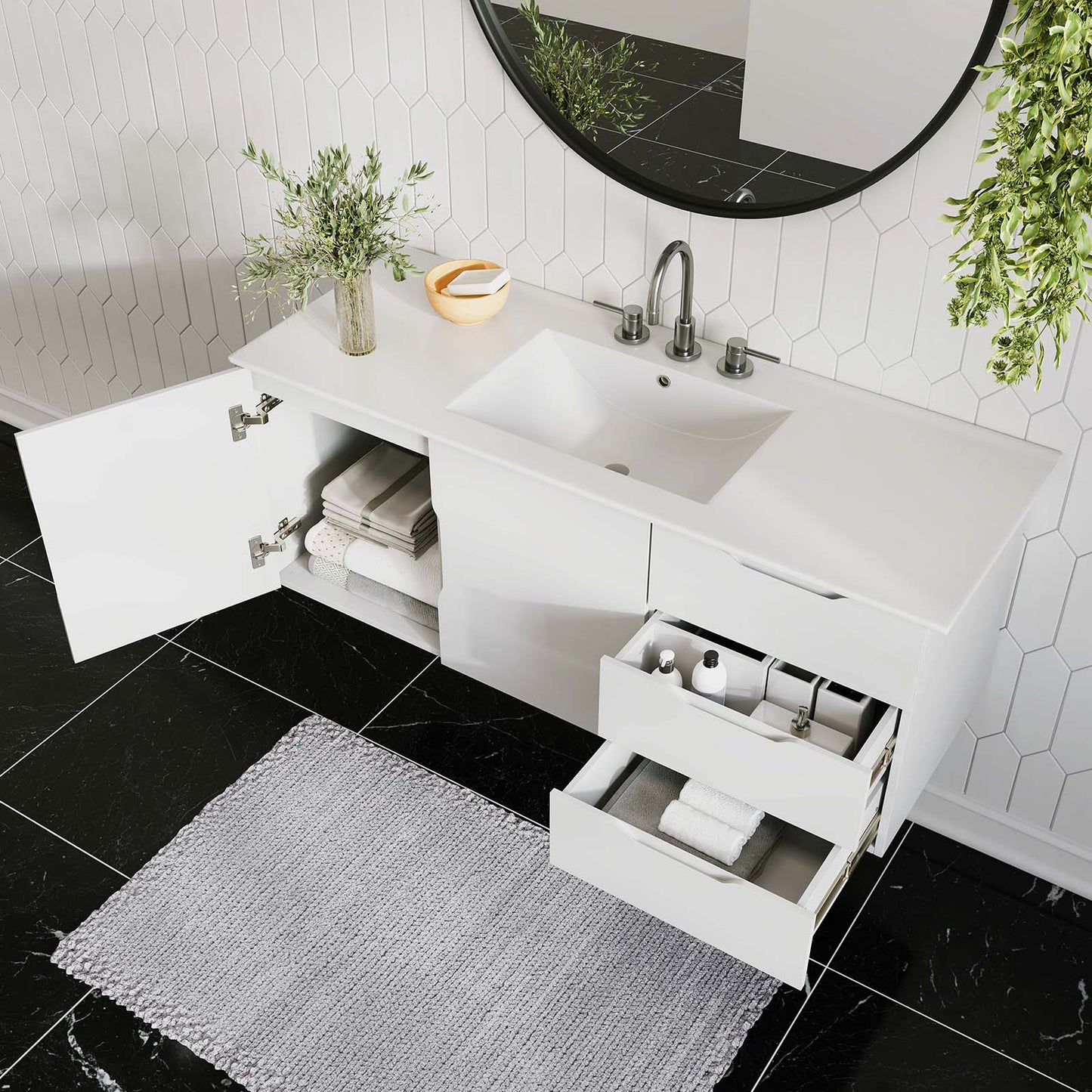 Vitality 48" Single Sink Bathroom Vanity By Modway - EEI-5784-GRY-BLK | Bathroom Accessories |  Modishstore - 31