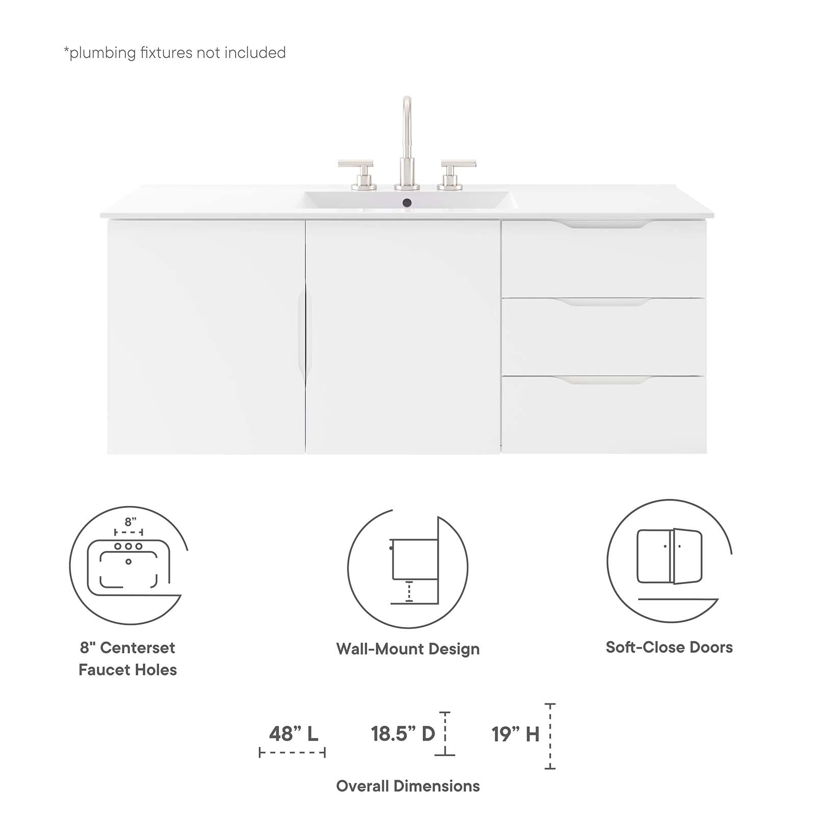 Vitality 48" Single Sink Bathroom Vanity By Modway - EEI-5784-GRY-BLK | Bathroom Accessories |  Modishstore - 32