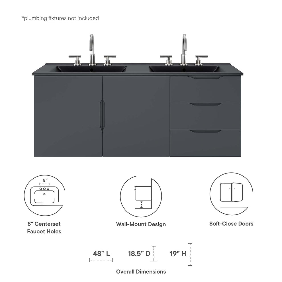 Vitality 48" Double Sink Bathroom Vanity By Modway - EEI-5785 | Bathroom Accessories | Modishstore - 8