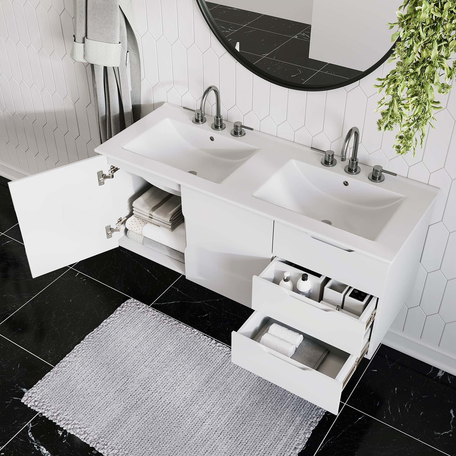 Vitality 48" Double Sink Bathroom Vanity By Modway - EEI-5785-GRY-BLK | Bathroom Accessories |  Modishstore - 31