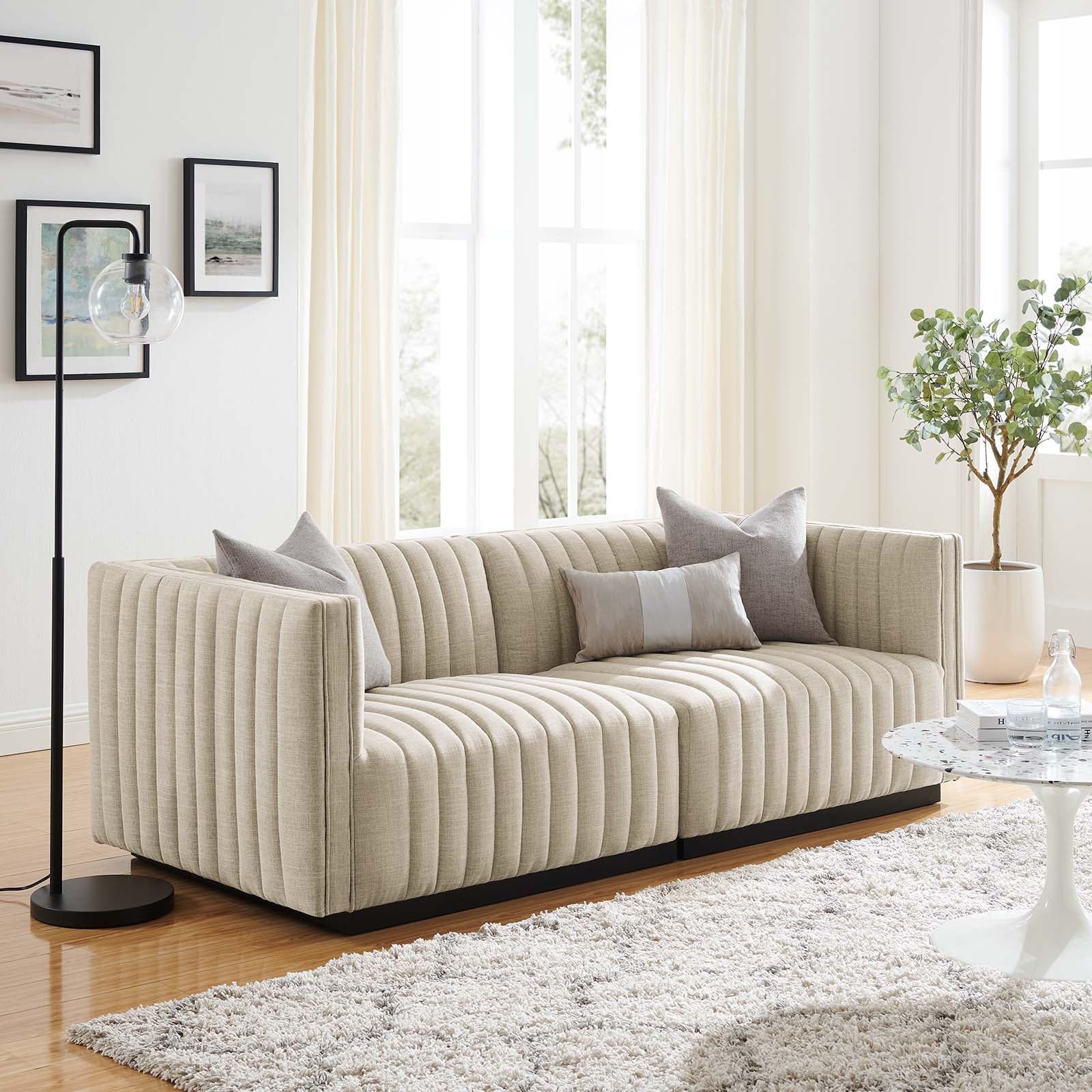 Conjure Channel Tufted Upholstered Fabric Loveseat By Modway - EEI-5786 | Loveseats | Modishstore - 1