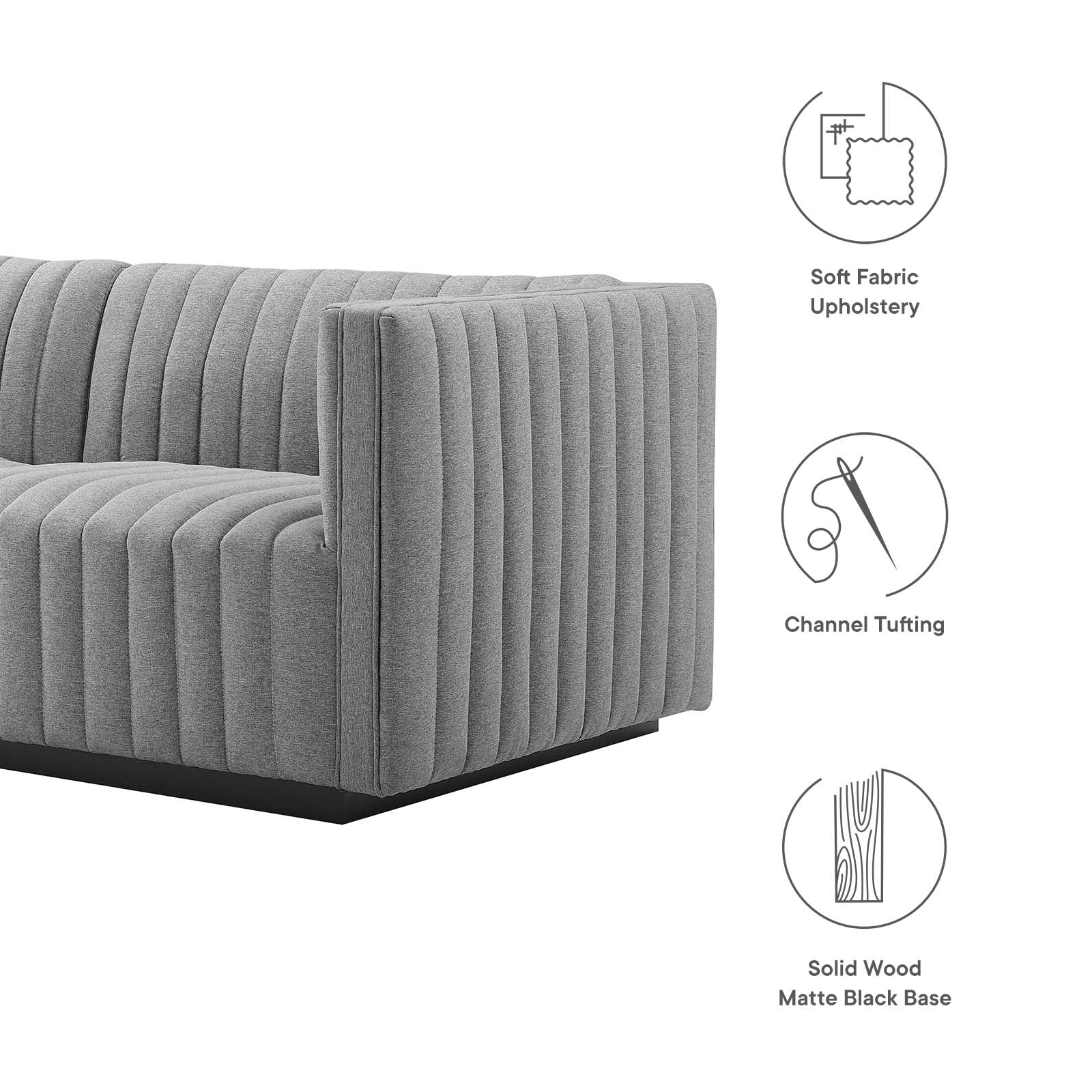 Conjure Channel Tufted Upholstered Fabric Sofa By Modway - EEI-5787 | Sofas | Modishstore - 17