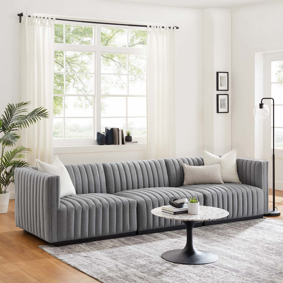 Conjure Channel Tufted Upholstered Fabric Sofa By Modway - EEI-5787 | Sofas | Modishstore - 19