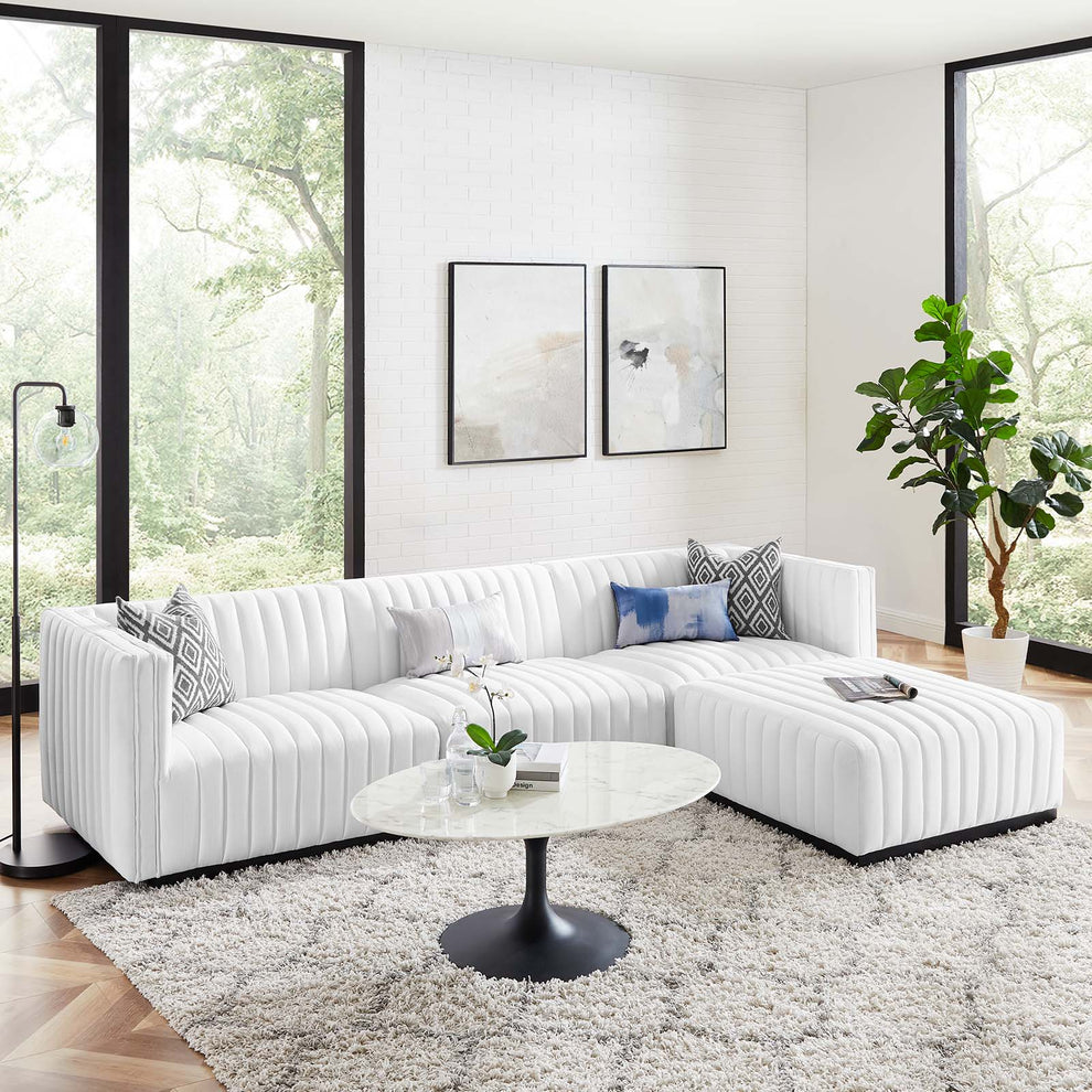 Conjure Channel Tufted Upholstered Fabric 4-Piece Sectional Sofa By Modway - EEI-5788 | Sectional | Modishstore - 41