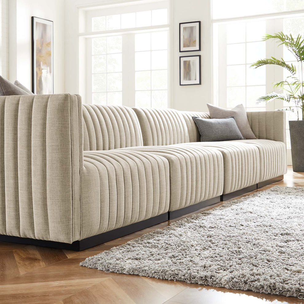 Conjure Channel Tufted Upholstered Fabric 4-Piece Sofa By Modway - EEI-5789 | Sectional | Modishstore - 6