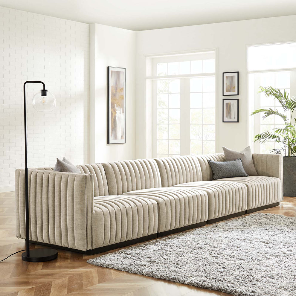 Conjure Channel Tufted Upholstered Fabric 4-Piece Sofa By Modway - EEI-5789 | Sectional | Modishstore - 1