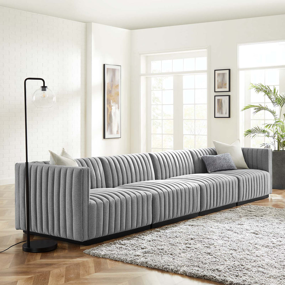 Conjure Channel Tufted Upholstered Fabric 4-Piece Sofa By Modway - EEI-5789 | Sectional | Modishstore - 19