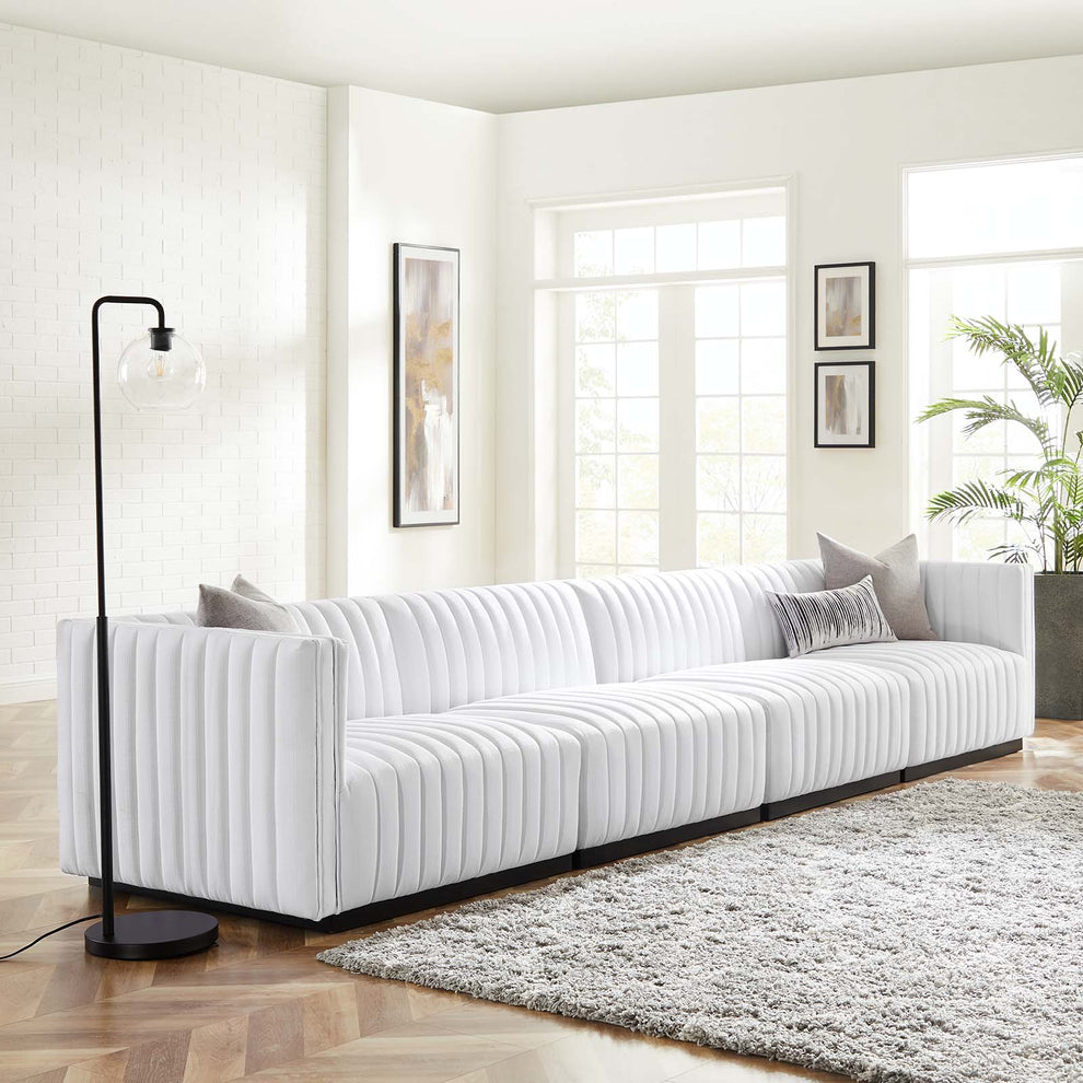 Conjure Channel Tufted Upholstered Fabric 4-Piece Sofa By Modway - EEI-5789 | Sectional | Modishstore - 32