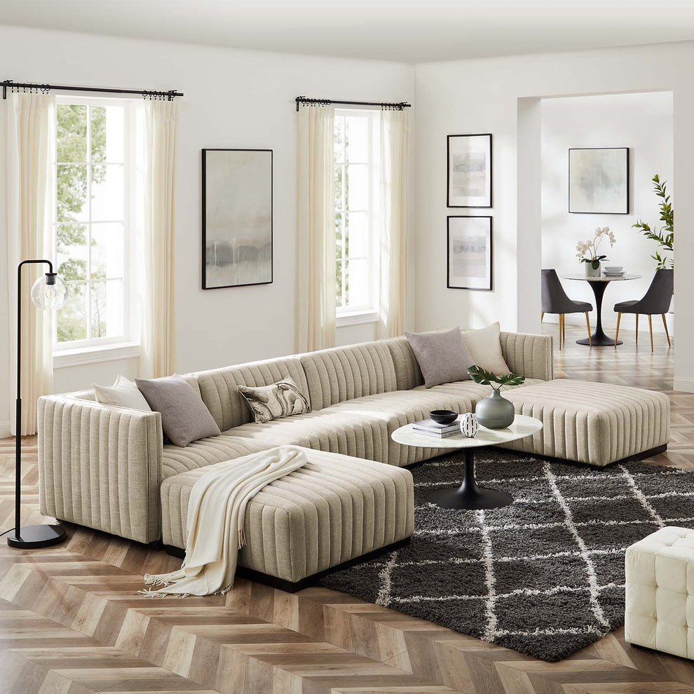 Conjure Channel Tufted Upholstered Fabric 6-Piece Sectional Sofa By Modway - EEI-5790 | Sectional | Modishstore - 9