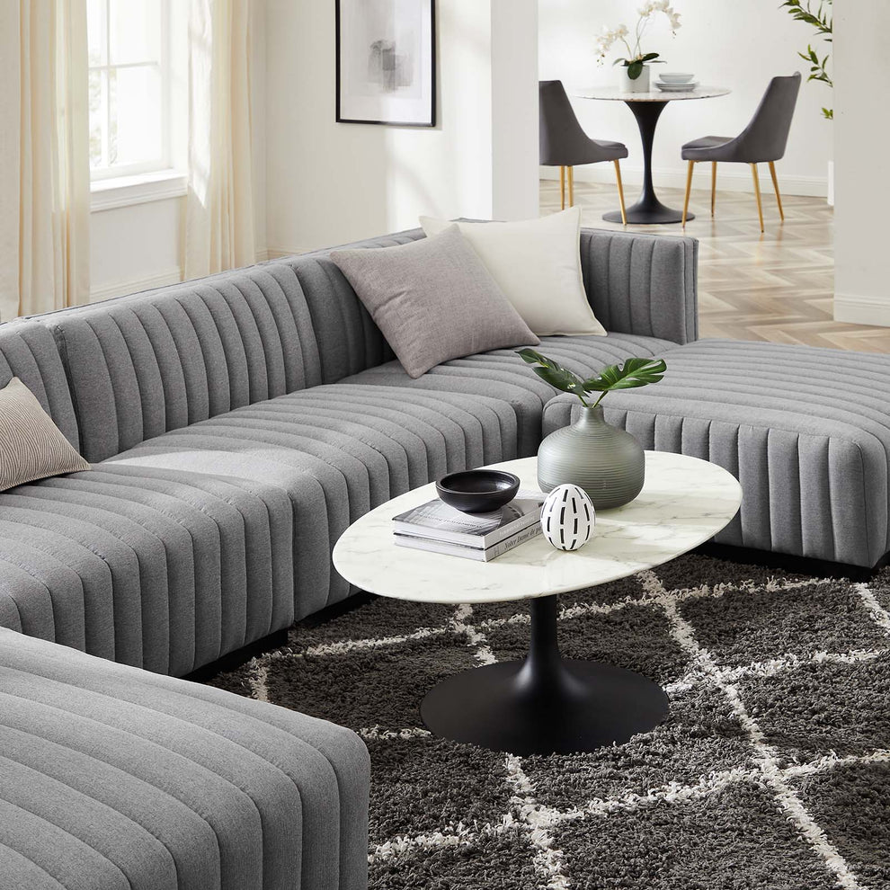 Conjure Channel Tufted Upholstered Fabric 6-Piece Sectional Sofa By Modway - EEI-5790 | Sectional | Modishstore - 24