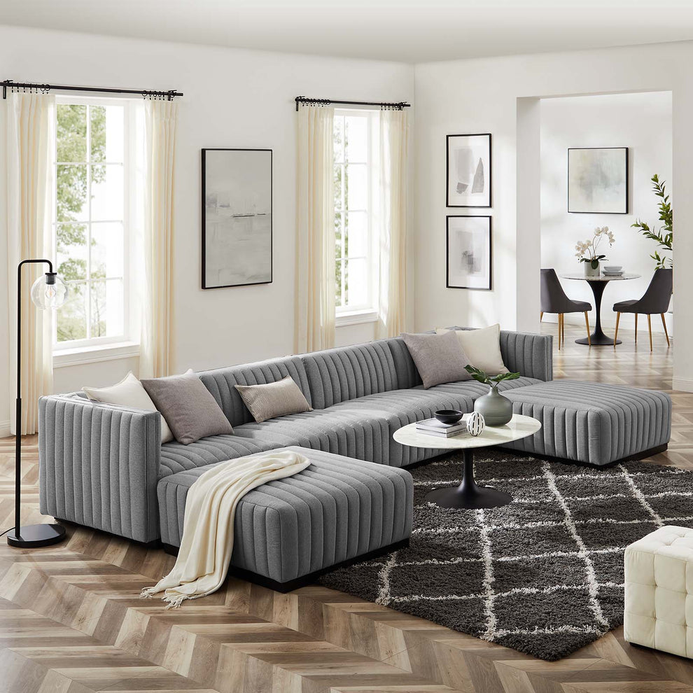 Conjure Channel Tufted Upholstered Fabric 6-Piece Sectional Sofa By Modway - EEI-5790 | Sectional | Modishstore - 25