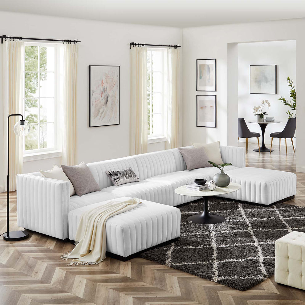 Conjure Channel Tufted Upholstered Fabric 6-Piece Sectional Sofa By Modway - EEI-5790 | Sectional | Modishstore - 41